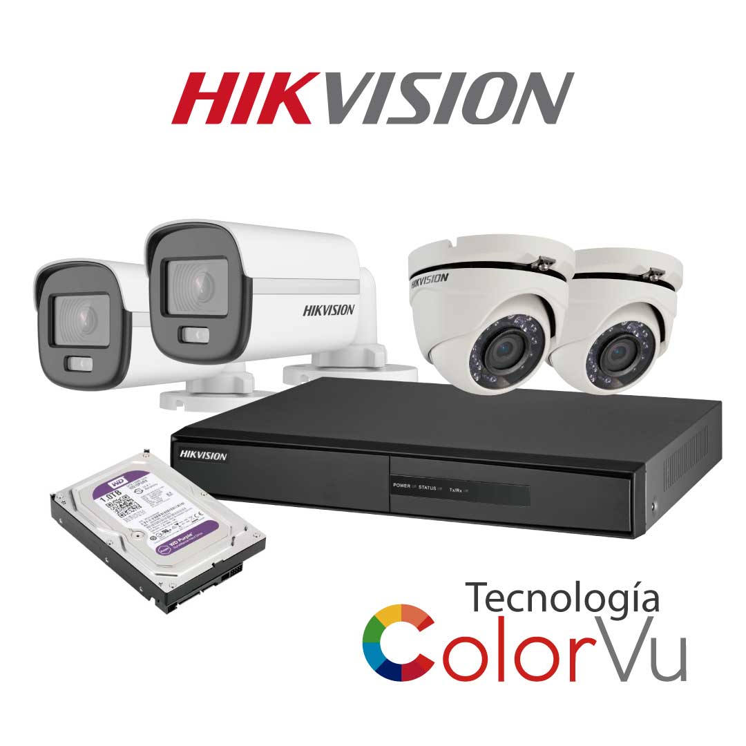 KIT HIKVISION 4 CH 1080P COLORVU